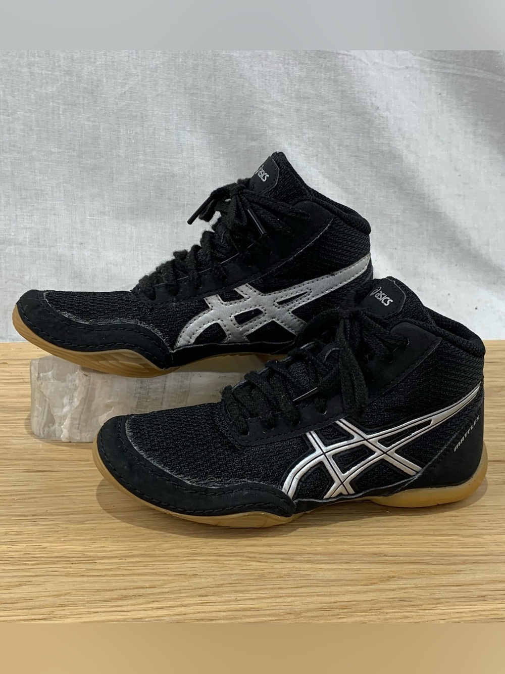 ASICS Matflex 5 Youth Kid’s Size 13 Black Gray Silver Wrestling Shoes